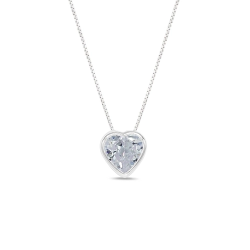 Gargantilha de Prata Leve com Coração de Zircônia Cristal G