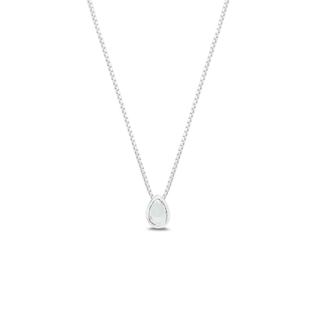 Gargantilha de Prata Leve com Gota de Zircônia Cristal P