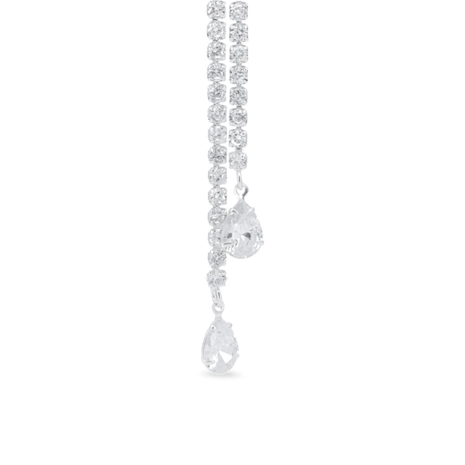 Gargantilha De Prata Leve Gravata Com Zircônia Cristal