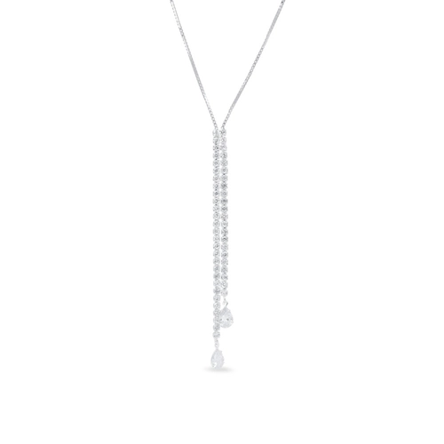 Gargantilha De Prata Leve Gravata Com Zircônia Cristal