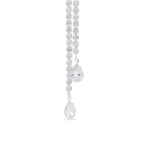 Gargantilha De Prata Leve Gravata Com Zircônia Cristal