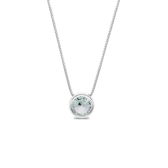 Gargantilha de Prata Leve com Zircônia Cristal Redonda G