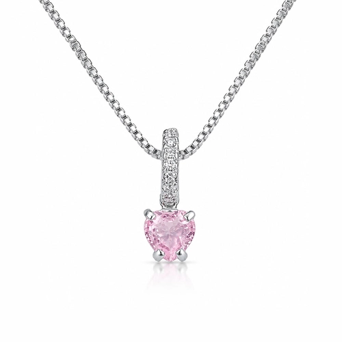 Gargantilha com Coração de Zircônia Rosa