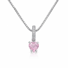 Gargantilha com Coração de Zircônia Rosa