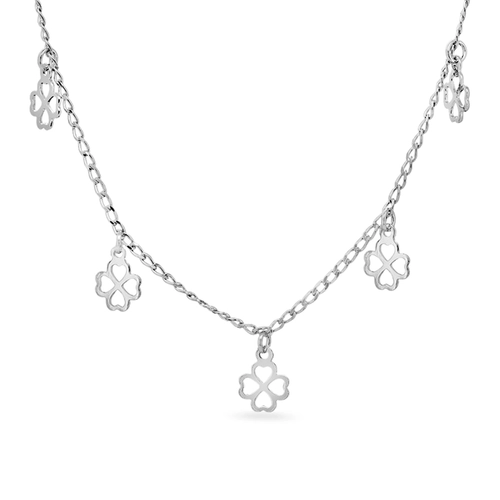 Gargantilha de Prata Choker com Trevos Vazados