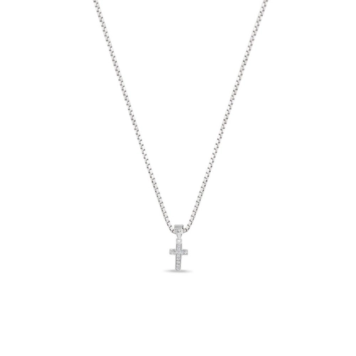 Gargantilha de Prata com Cruz de Zircônia Cristal