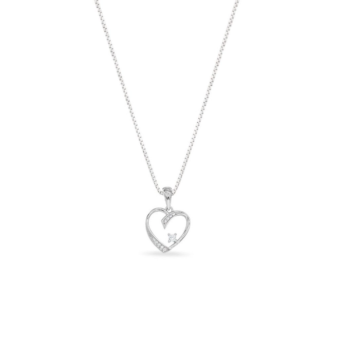 Gargantilha de Prata com Coração de Zircônia Cristal