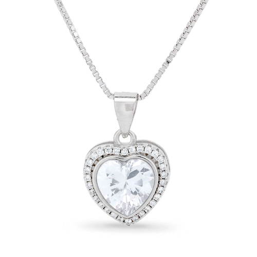 Gargantilha de Prata Coração com Zircônia Cristal Facetada