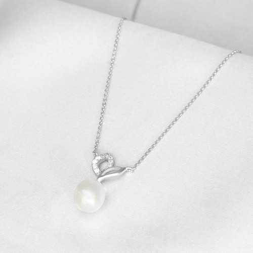 Gargantilha de Prata com Zircônias Cristal e Pérola Biwa