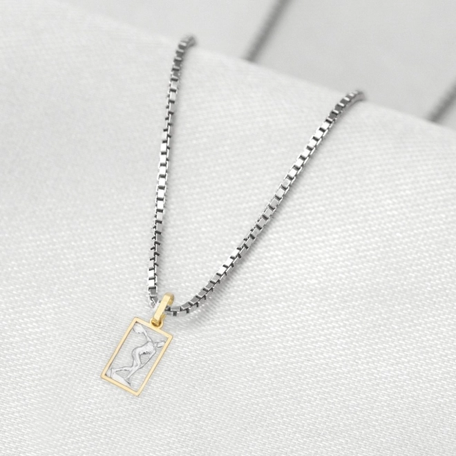 Corrente de Prata com Pingente de Formatura em Ouro 18k Profissão Educação Física P