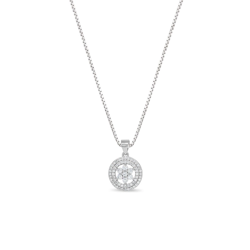 Gargantilha de Prata com Flor de Zircônia Cristal