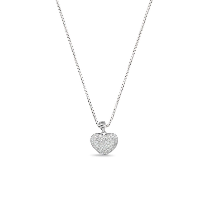 Gargantilha de Prata Coração com Zircônia Cristal