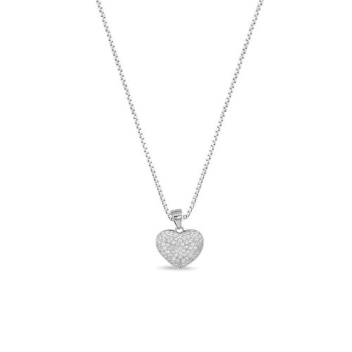 Gargantilha de Prata Coração com Zircônia Cristal