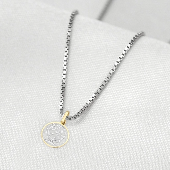 Corrente de Prata com Pingente de Formatura em Ouro 18k Profissão Geografia P