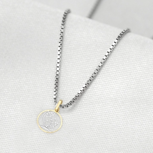 Corrente de Prata com Pingente de Formatura em Ouro 18k Profissão Geografia P