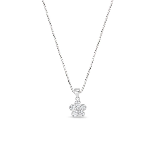 Gargantilha de Prata Flor com Zircônia Cristal