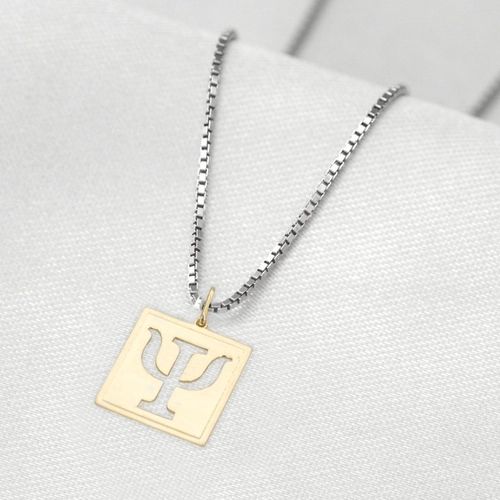 Corrente de Prata com Pingente de Formatura em Ouro 18k Profissão Psicologia