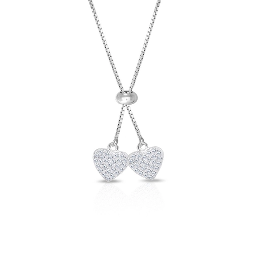 Gargantilha De Prata Gravata com Coração e Zircônia Cristal