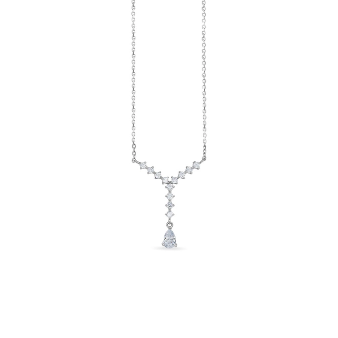Gargantilha de Prata com Gota e Zircônias Cristal