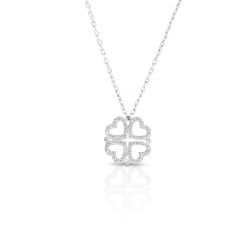 Gargantilha de Prata com Trevo e Zircônias Cristal