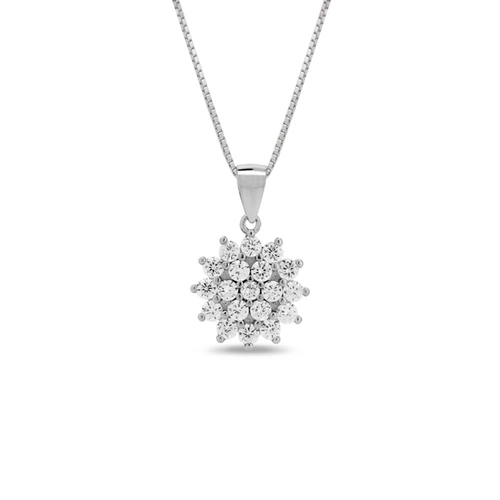Gargantilha de Prata Redonda com Zircônias Cristal