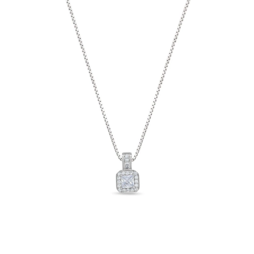Gargantilha de Prata Quadrado com Zircônia Cristal