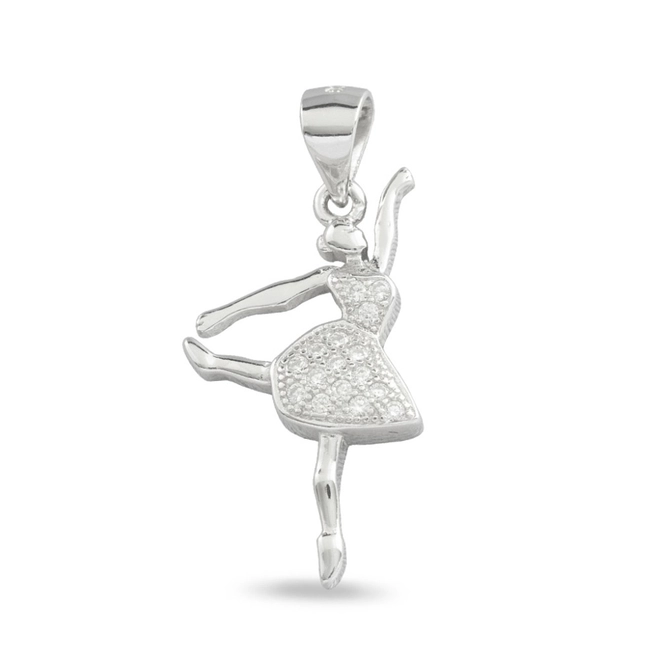 Pingente de Prata Encanto Bailarina com Zircônia Cristal