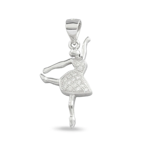 Pingente de Prata Encanto Bailarina com Zircônia Cristal