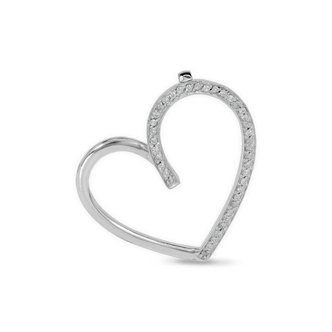 Pingente de Prata Coração com Zircônia Cristal