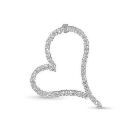 Pingente de Prata Coração de Lado com Zircônia Cristal