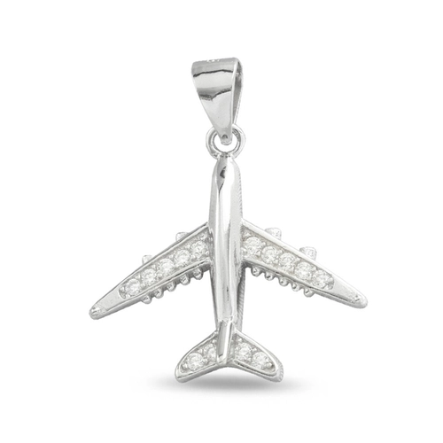 Pingente De Prata Encanto Avião Com Zircônia Cristal