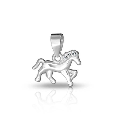 Pingente de Prata Cavalo com Zircônia Cristal
