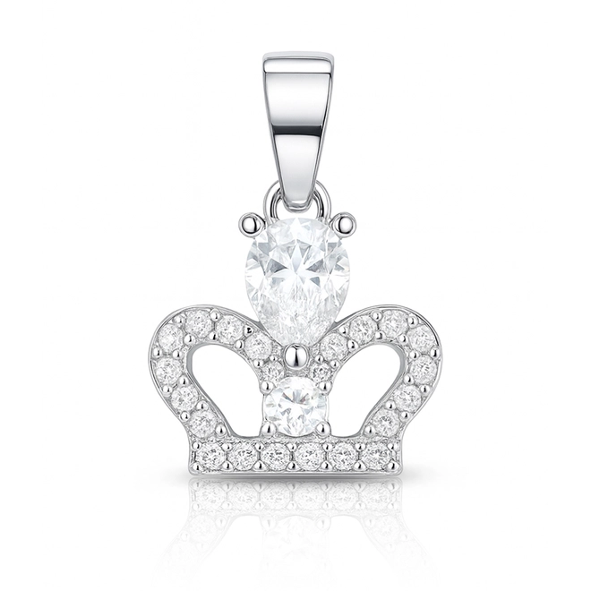 Pingente de Prata Encanto Coroa com Zircônia Cristal