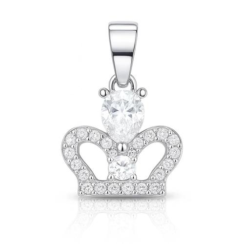 Pingente de Prata Encanto Coroa com Zircônia Cristal