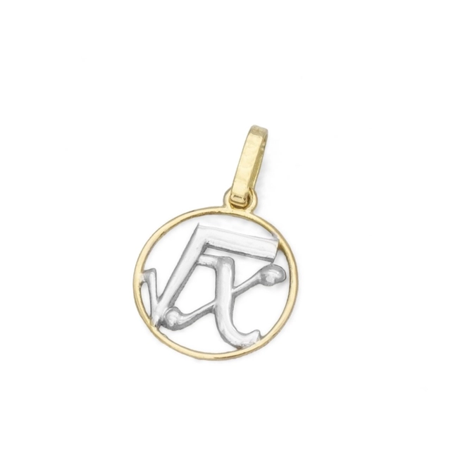 Pingente de Formatura Profissão Matemática em Ouro Amarelo e Ouro Branco 18K P