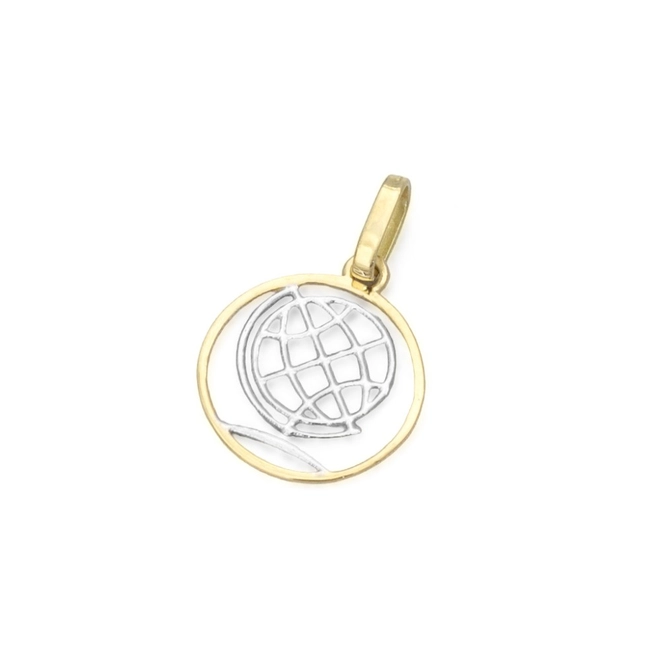 Pingente de Formatura Profissão Geografia em Ouro Amarelo e Ouro Branco 18K P