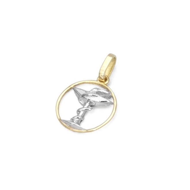 Pingente de Formatura Profissão Farmácia em Ouro Amarelo e Ouro Branco 18K P