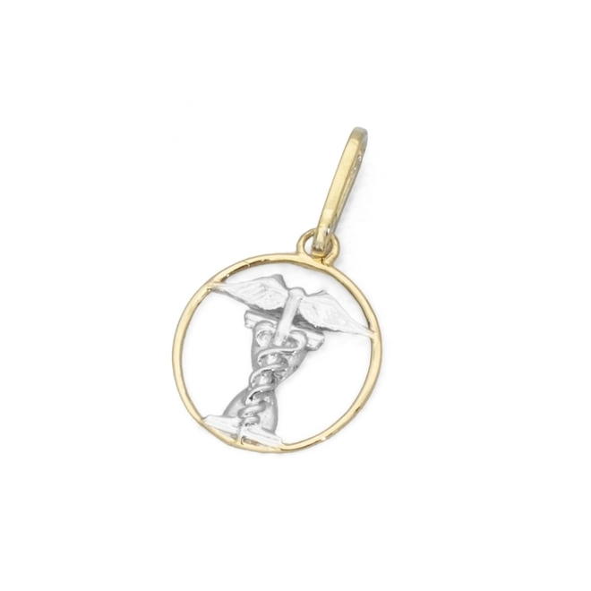 Pingente de Formatura Profissão História em Ouro Amarelo e Ouro Branco 18K P