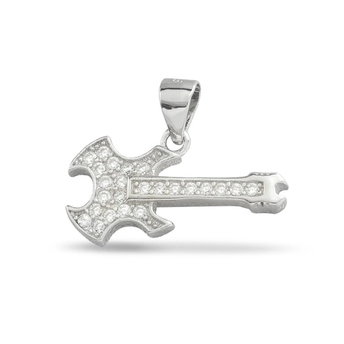 Pingente de Prata Encanto Guitarra com Zircônia Cristal