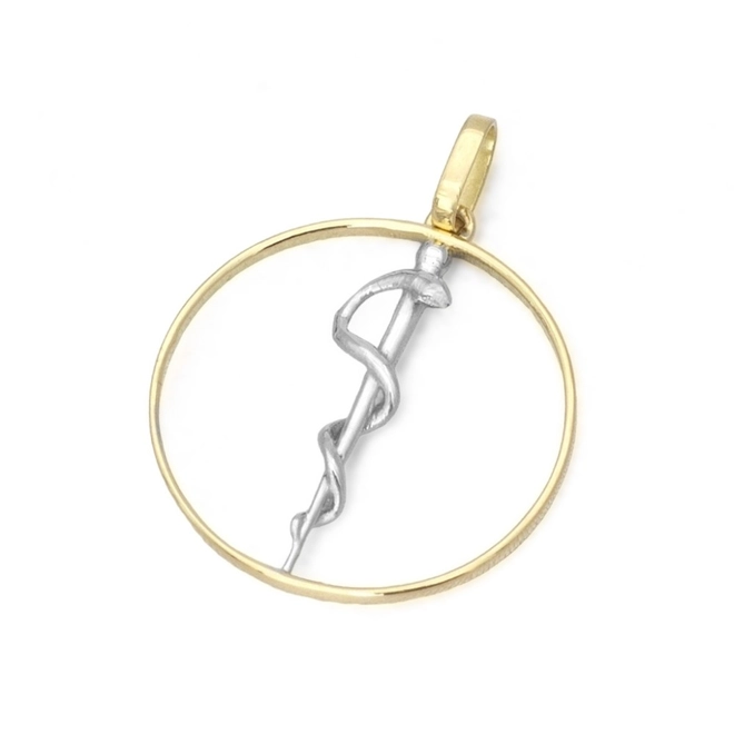 Pingente de Formatura Profissão Odontologia em Ouro Amarelo e Ouro Branco 18K