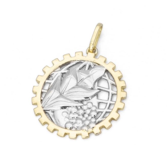 Pingente de Formatura Profissão Economia em Ouro 18K Amarelo e Branco