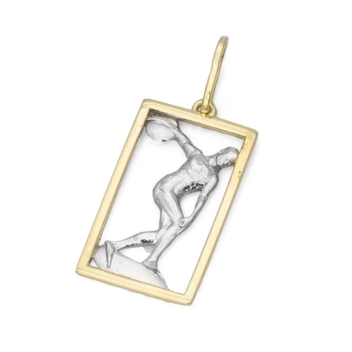 Pingente de Formatura Profissão Educação Física em Ouro Amarelo e Ouro Branco 18K
