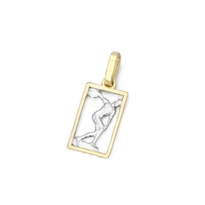 Pingente de Formatura Profissão Educação Física em Ouro Amarelo e Ouro Branco 18K P