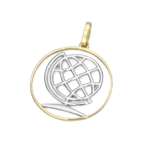 Pingente de Formatura Profissão Geografia em Ouro Amarelo e Ouro Branco 18K