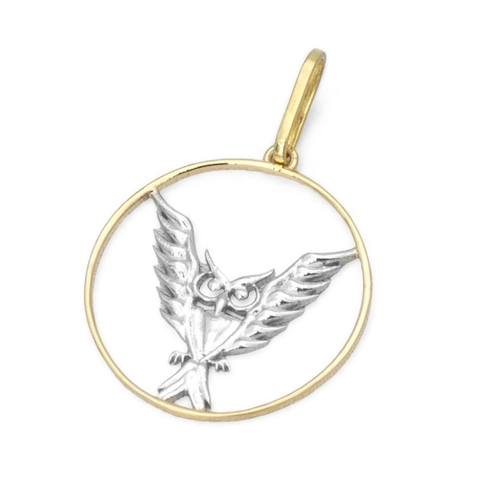 Pingente de Formatura Profissão Pedagogia em Ouro Amarelo e Ouro Branco 18K