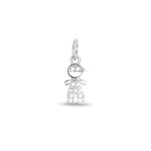 Pingente de Prata Menino com Zircônia Cristal