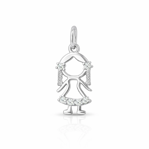 Pingente Menina Vazada com Zircônias Cristal
