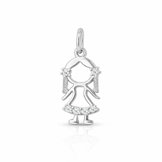 Pingente Menina Vazada com Zircônias Cristal