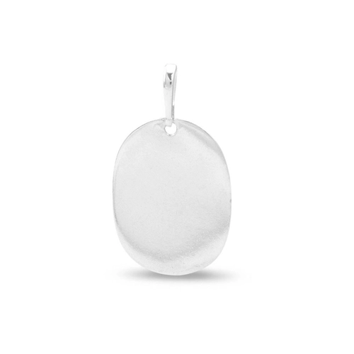 Pingente de Prata Oval com Placa Lisa Espelhada