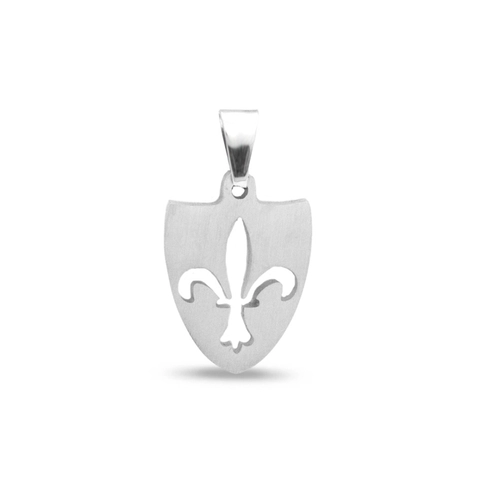Pingente de Aço Brasão com Flor de Lis